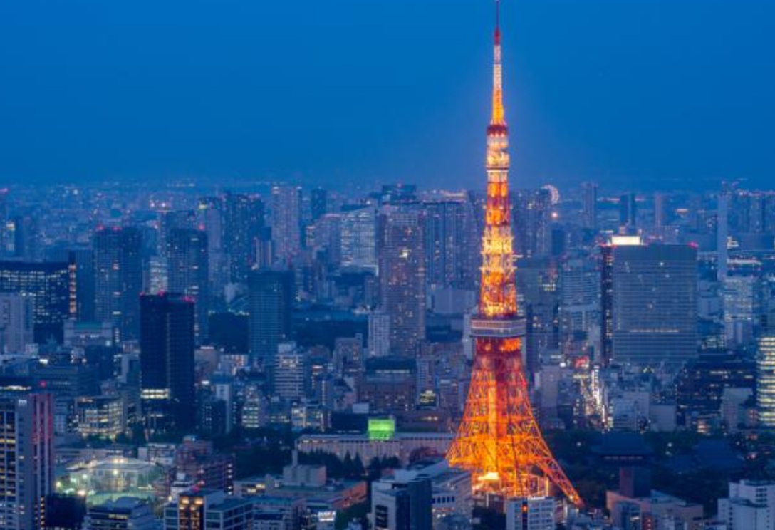 Skyline di Tokyo di notte